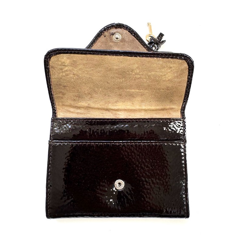 portefeuille chloe cuir verni noir occasion ouvert
