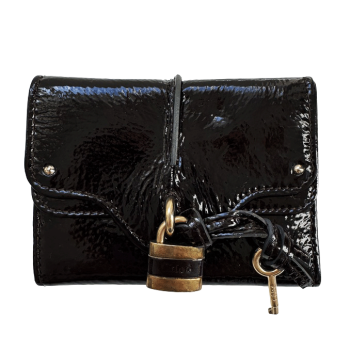 portefeuille chloe cuir verni noir occasion