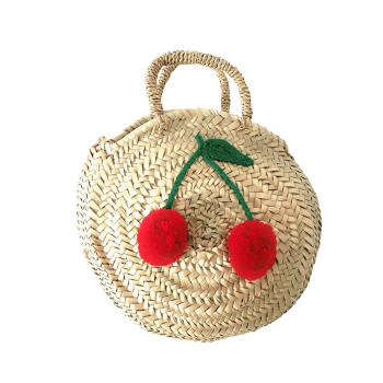 Panier rond enfant cerises brodées | Matemonsac