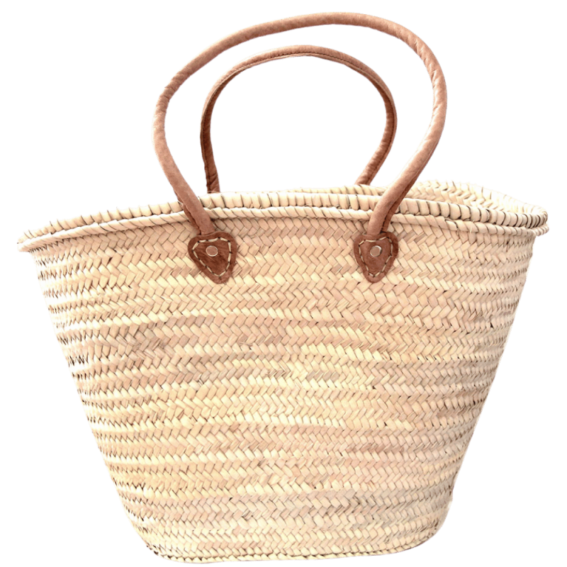 Natural straw beach tote styled for summer beach days