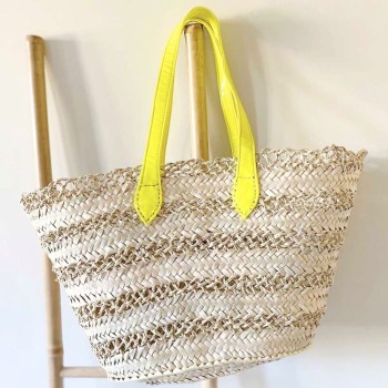 Cabas de plage jaune fluo
