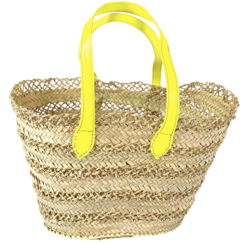 Panier de plage en palmier jaune fluo