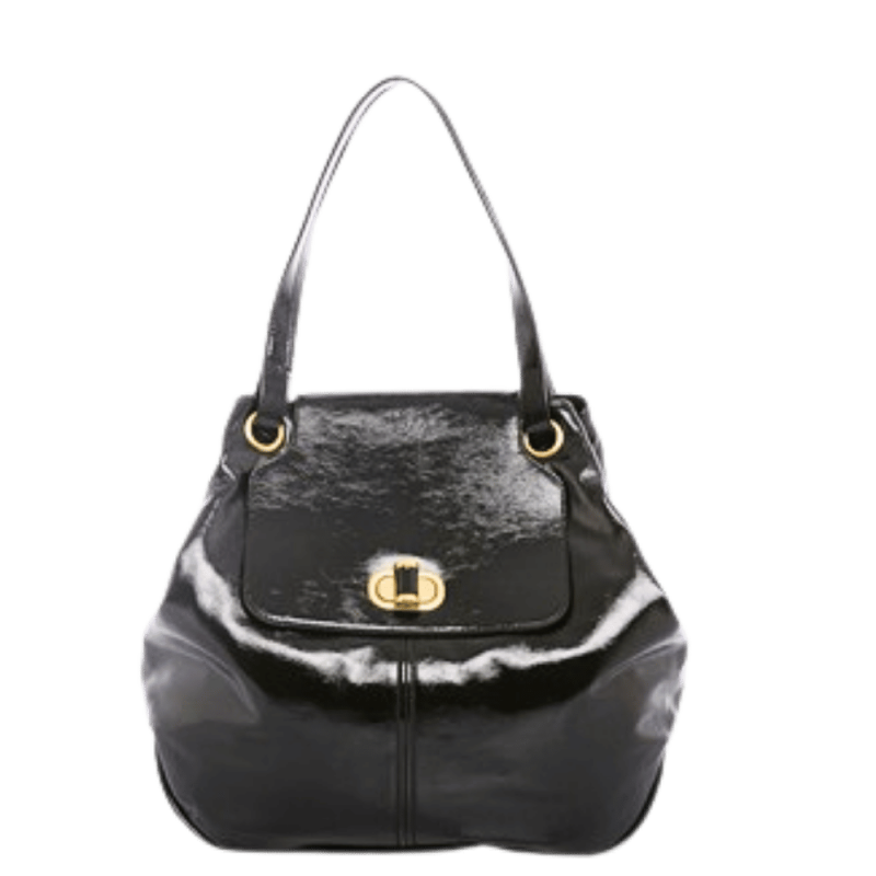 Vintage Alexander McQueen black patent leather designer bag