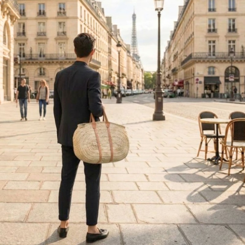 Panier de Plage en feuilles de palmier doum