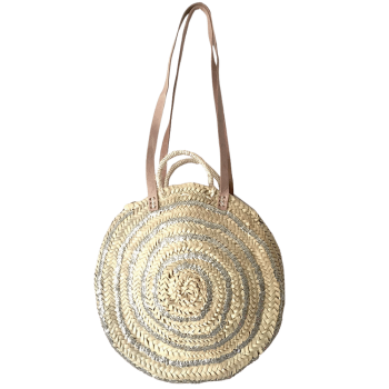 Round straw basket - Silver...