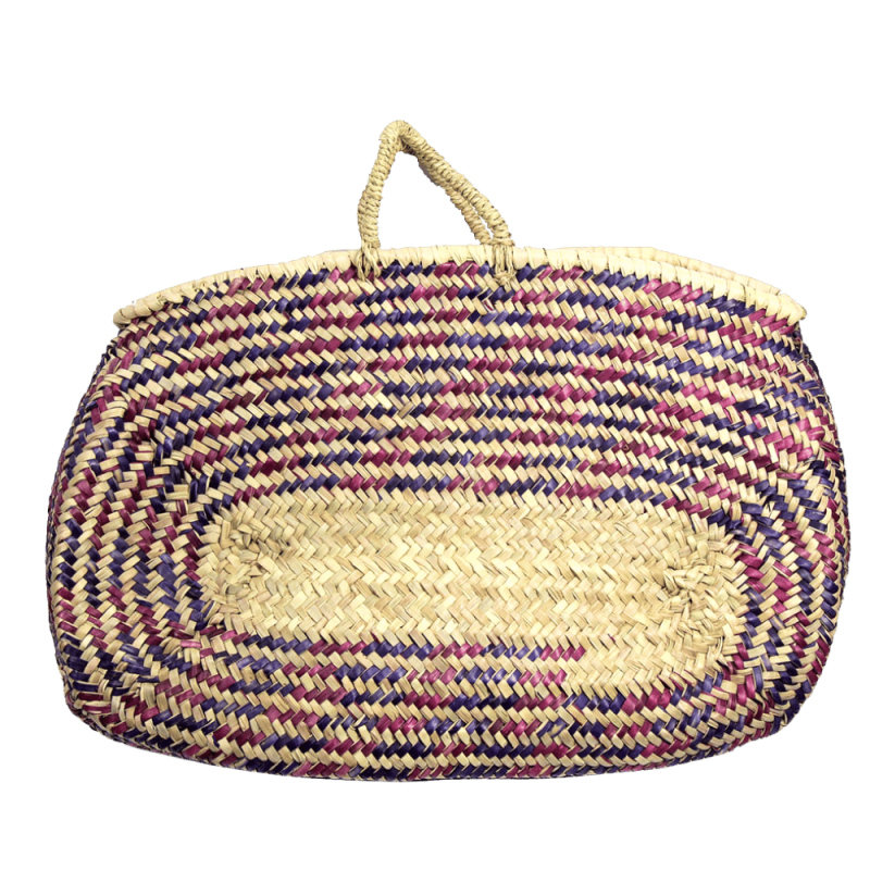 Panier ovale en paille doum violet