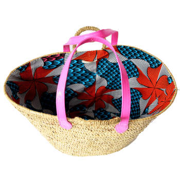 Pink beach Straw basket