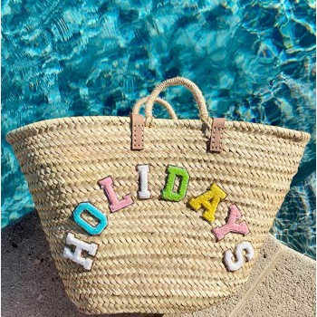 Sac cabas de plage artisanal en feuilles de palmier tressées