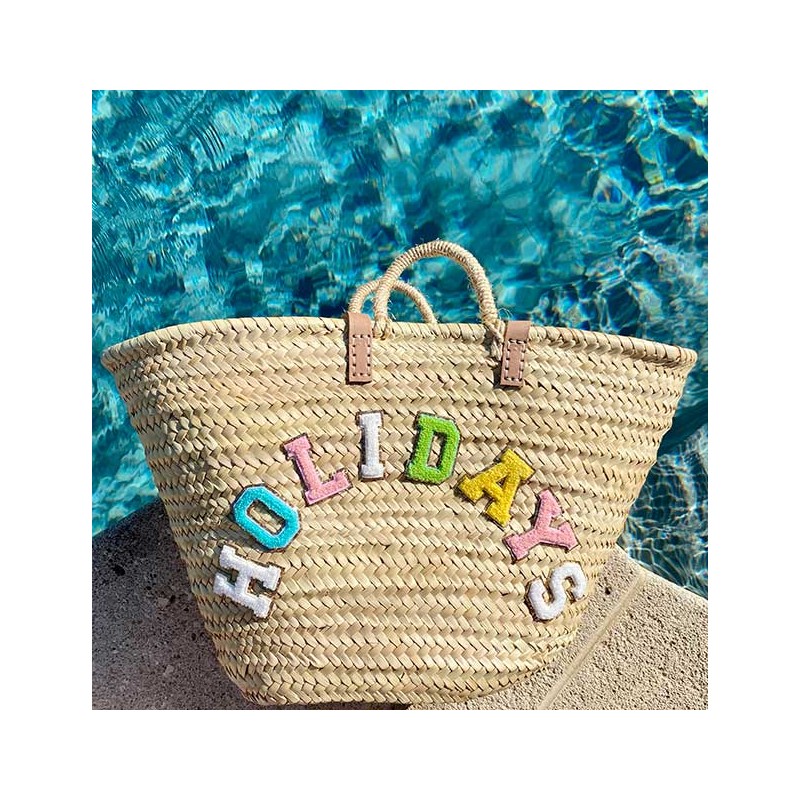 Sac cabas de plage artisanal en feuilles de palmier tressées