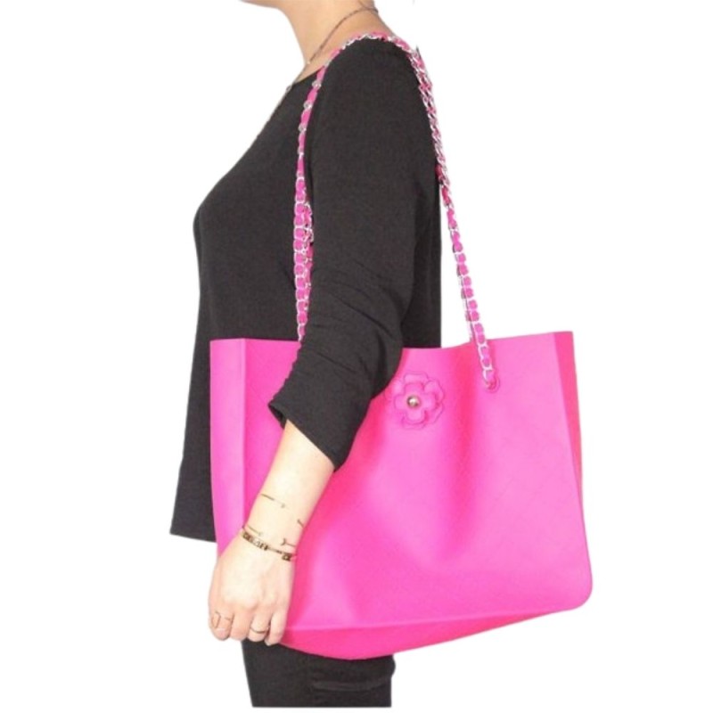 Lightweight fuchsia shoulder tote bag for women