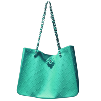 Cabas turquoise coloré avec chaîne argentée
