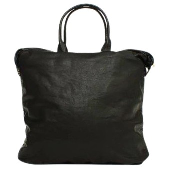 Paris House black leather Fishing Bag with rock chic style