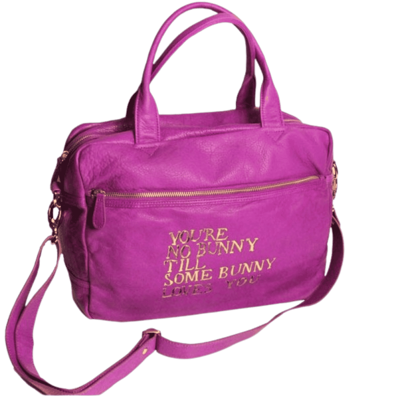 Roomy fuchsia Paris House Bunny bag with shoulder strap