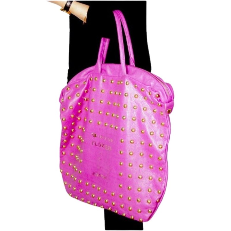 Fuchsia Paris House handbag with gold studs