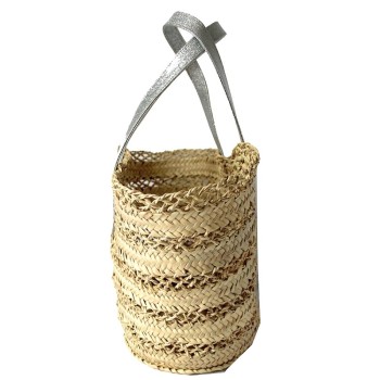 Bohemian chic beach basket with silver detail