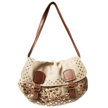 Vintage Sonia Rykiel beige studded canvas satchel