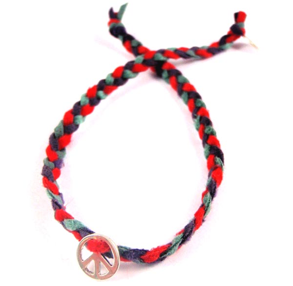 nilai bracelet charm tresse peace and love argent