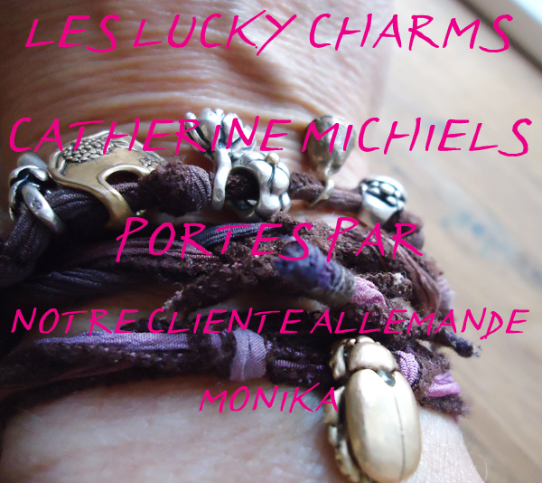 Catherine Michiels bracelets soie lucky charm argent bronze catherine-michiels-bracelets-soie-lucky-charm-argent-bronze