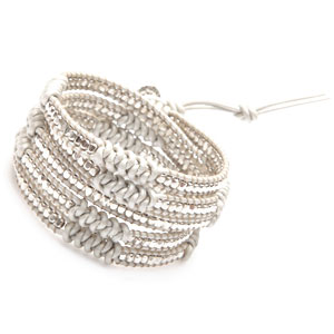 Bracelet Wrap en perles argentées Nakamol nakamol-bracelet-wrap-perles-argent-cuir-argent