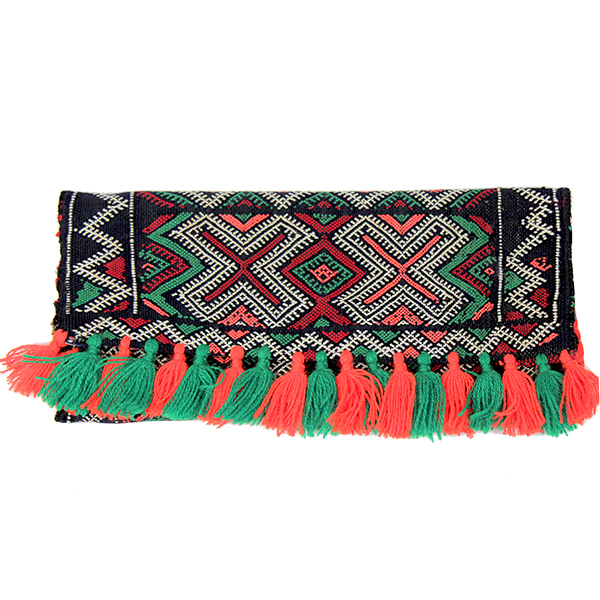 pochette-kilim-marine-multi-pompons-orange